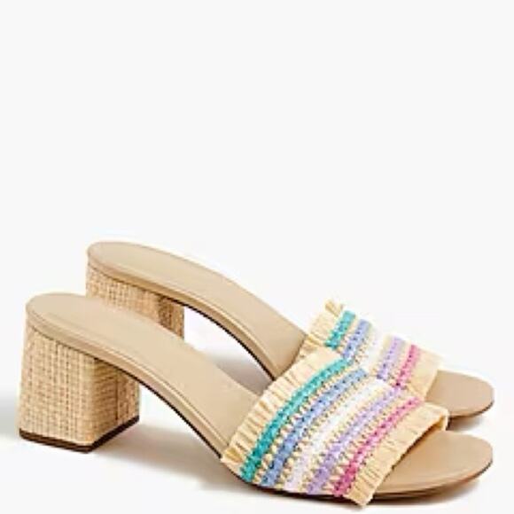 J. Crew Rainbow Raffia Woven mule heels - Picture 1 of 9